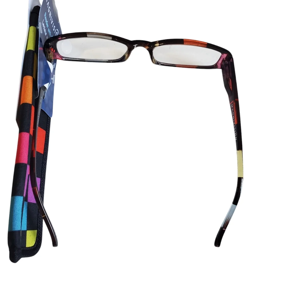 NWT Magnivsion +2.00 Reading Glasses with Case Multi-Color
